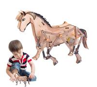 Animal Building Blocks for Kids - Educational Building Blocks | Educational Table Ornament for Children, Wooden Horse Shape Bricks Assembly Toys