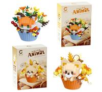 Animal Building Blocks Set,2Pcs3D Animal Flowerpot Model Flowers Building Blocks Creative Diy Construction Toys Figure Decor Building Toys Birthday Gifts For Boys Girls (Fox and Bear)