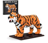 Animal Building Blocks Set with Base, 980 PCS Tiger Mini Micro Building Kit, Creative Animal Bricks Model Toys, Home Office Decor Gifts for Teens and Adults