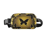 Animal Butterflies Gold Black Fashion Kidney Pouch for Women Men Small with Adjustable Strap for Training Running Hiking Mandibles para mujer de cocina, Animal Butterflies, Gold, Black, Animal