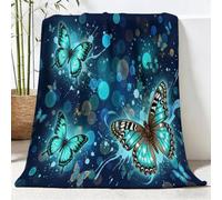 Animal Butterfly Soft Flannel Throw Blanket for Sofa Dark - Lightweight Fluffy Warm Classic Vintage Fleece Blankets for Bedroom, Couch, Travel, Camping, Picnic, 150x200 cm
