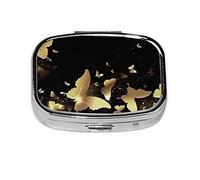 (Animal Butterfly) Square Pill Box with 2 Compartment Small Pill Organizer Portable Pill Case Vitamin Containers, Travel Essentials 5.5x4x1.8 cm