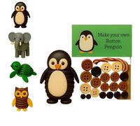 Animal Button Ornament DIY Kit, Button Animal Christmas Decor Making Set, Unique Whimsical Design Button Ornament, Christmas Birthday Gifts for Craft Lover (Penguin)