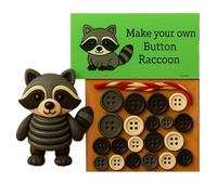 Animal Button Ornament DIY Kit - Button Christmas Decor Making Set with Owl/Sea Turtle/Raccoon/Elephant/Penguin/Rabbit/Squirrel, Hanging Ornaments for Christmas Tree, Gift for Craft Lovers (Raccoon)