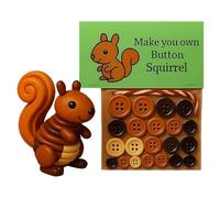 Animal Button Ornament DIY Kit - Cute 3D Button Craft Set with Owl, Sea Turtle, Raccoon, Elephant & Penguin, Christmas Hanging Decor for Kids & Adults - Fun Holiday Craft Gift (Squirrel)