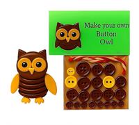 Animal Button Ornament DIY Kit - Cute 3D Button Craft Set with Owl, Sea Turtle, Raccoon, Elephant & Penguin, Christmas Hanging Decor for Kids & Adults - Fun Holiday Craft Gift (owl)