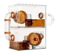Animal Cages Hamster Cage Double layered Villa Large Space Acrylic Transparent Belt Tunnel(Orange)