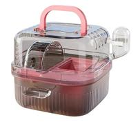 Animal Cages Hamster cage outdoor portable double layered compact for carrying(Pink)