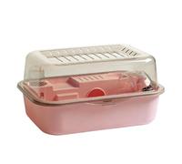Animal Cages Hamster cage transparent panoramic luxury villa double-layer pet supplies(Pink)