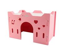 Animal Cages Hamster House Star Heart Design Cage Hideout Small Animal for(Pink)