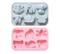 Animal Cake Moulds, 2Pcs Silicone Cake Baking Molds with Six Different Animal Shapes, Reusable Dessert Making Tool for Cookies Candy