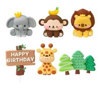Animal Cake Toppers 1 Set Assorted Cartoon Birthday Cake Topper with Monkey, Elephant & More for Birthday Party Animal Toppers, Topper, Decorations