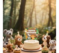 Animal Cake Toppers,Safari Cake Topper, Wild One Cake Toppers - HSC Jungle Cake Topper Sign for Kids Boy Girl, Wild Forest Theme Birthday Shower Party Supplies(19x15cm)