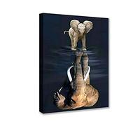 Animal Canvas Wall Art for Living Room Bathroom Bedroom Mindset Is Everything Elephant Canvas Prints Artwork Wall Decor framed wall art 1 Piece Ready to Hang Office Home Decorations 12''W x 16''H
