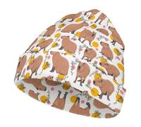 Animal Capybaras Pattern Kids Winter Beanie Hat Children’s Warm Knit Hat Skull Cap Toddler Winter Hat for Boys Girls Black