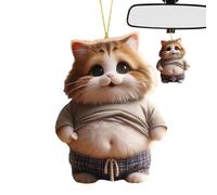 Animal Car Ornament - Funny Fat Cat Dog Mirror Charm, Vibrant 2D Acrylic Auto Decor | Non-Slip Rearview Mirror Accessory, Cute Fat-Belly Animal Design, Fit Most Vehicles Interior Styling