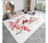 Animal Cardinals Japanese Rural Barn Area Rugs for Bedroom - Soft Print Carpets - Anti-Slip Backing Machine Washable Tufted Fluffy Rugs for Living Room Classroom Entryway Home Office - 80 x 120cm