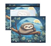 Animal Cartoon Cute Sloth 3 Ring Binder Clear Binders Pencil Pouches Bags Case(2 Pack)