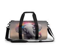 Animal Cartoon Elephant Gym Bag Small Travel Duffle Bag with Compartment Carry On Weekender Bag for Women Men, Animal Cartoon Elephant, 17.7in/9in/9in