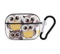 Animal Cartoon Owls Cute AirPods Pro 2 Case Cover, Shockproof Hard Shell Protective Case for Women Men, Compatible with Airpod Pro Case 2nd/1st Generation with Keychain-Black