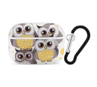 Animal Cartoon Owls Cute AirPods Pro 2 Case Cover, Shockproof Hard Shell Protective Case for Women Men, Compatible with Airpod Pro Case 2nd/1st Generation with Keychain-White