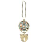 Animal Cartoon Owls Cute Car Pendant, Rear View Mirror Hanging Ornament, Auto Decor for Rearview Mirror, Keychain Golden-Style