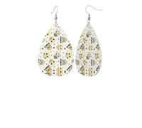 Animal Cartoon Owls Cute Exquisite Waterdrop-Shaped Leather Earrings With Double-Sided Print - Lightweight, Durable, And Stylish Accessory For Every Occasion
