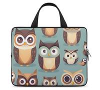 Animal Cartoon Owls Cute Laptop Sleeve Ultra-Thin, Lightweight & Waterproof 15inch Laptop Bags, Durable Neoprene Material, Portable Protective Computer Bag with Hand Strap