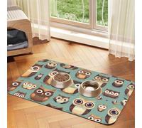 Animal Cartoon Owls Cute Print Cat Food Mat Pet Feeding Mat for Floor Pet Supplies Dog Water Bowl Mat Dog Essentials