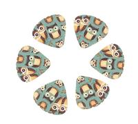 Animal Cartoon Owls Cute print Guitar Picks 12PCS Mixed Gauges(0.46/0.71/0.96mm) with Case, for Guitar/Ukulele