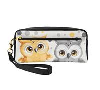 Animal Cartoon Owls Cute Print Leather Makeup Bag Wash Bag Travel Toiletry Bag Makeup Pouch PU Leather for Traveling Essentials, Bathroom, Cosmetics