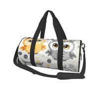 Animal Cartoon Owls Cute Print Travel Duffel Bag Large Foldable Round Travel Carry on Bag with Adjustable Shoulder Strap for Weekender Overnight Flight Hospital Sports