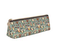 Animal Cartoon Owls Cute Print Triangular Pencil Case Large-Capacity Stationery Organizer Commute Supplies Pouch