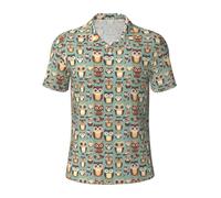 Animal Cartoon Owls Cute Print Versatile Polo Shirts Breathable Comfortable Short Sleeve Casual Summer Apparel Black