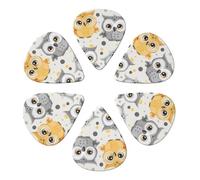 Animal Cartoon Owls Cute Printed Guitar Picks 6-Pack with Holder - 0.71mm Funny Guitar Picks for Acoustic Guitar, Electric Guitar, Bass Guitar