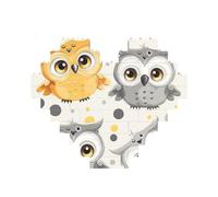 Animal Cartoon Owls Cute Printed Jigsaw Puzzle 10.8x12.8 CM, Heart-Shaped Puzzle Challenging Game for Adults Gifts, Family Fun Decorative Wall Decor