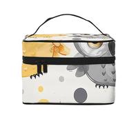Animal Cartoon Owls Cute Printed Travel Makeup Bag Spacious Portable Cosmetic Organiser with Handle, Large Capacity Toiletry Bag, Gift for Women Girls