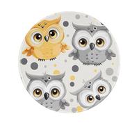 Animal Cartoon Owls Cute Prints Round Mouse Pad 4 PCS,Non-Slip Rubber Base Mousepad Mouse Mat for Laptop Computer Office 7.9 x 7.9 Inch