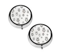 Animal Cartoon Owls Print Pill Box 3 Compartment Medicine Pill Case,Portable for Pocket Or Purse Pill Organizer Decorative Metal Medicine Vitamin Organizer Unique Gift