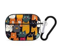 Animal Cat AirPods Pro 2 Case Cover, Shockproof Hard Shell Protective Case for Women Men, Compatible with Airpod Pro Case 2nd/1st Generation with Keychain-Black