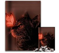 Animal Cat And Butterfly 1000 Piece Jigsaw Paper Puzzles Perfect for Family Fun on Christmas Thanksgiving Birthdays & Easter 1000 PCS(38x26cm)