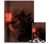 Animal Cat And Butterfly JigsawPuzzle 1000 Pieces for Adults Difficult Puzzles for Adults DIY Art Decor 1000 PCS(75x50cm)