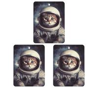 Animal Cat Astronaut Car Air Freshener Hanging Incense Chips 3 Pack Automotive Scented Hanging Sheets Square for Car Home Auto Interior Decor