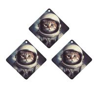 Animal Cat Astronaut Car Air Freshener Hanging Incense Chips 3 Pack Automotive Scented Hanging Sheets Rhombus for Car Home Auto Interior Decor
