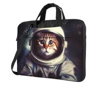Animal Cat Astronaut Laptop Shoulder Bag For Men Women Briefcase Messenger Bag W/Strap Handle Waterproof Laptop Sleeve Bag 14 Inch