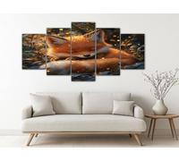 Animal Cat Canvas Wall Art Prints - 5 Panel Neon Wall Pictures for Living Room and Bedroom Artwork Painting for Home Decoration, Framed & Ready To Hang 150x75 cm