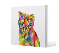 Animal Cat Illustration Pop Art (Canvas Print) / 101 x 101 x 4cm Benjamin Tate Design Natural One Size