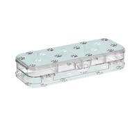 Animal Cat Paw Black White Cyan Designed Plastic Pencil Box Clear 2 Layer Pens Casransparent Hard For School With Snap-Tight Lid