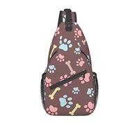 Animal Cat Paw Print Bone Sling Bag Crossbody Backpack,Adjustable Chest Bag Casual Shoulder Backpack Travel Hiking Daypack Unisex