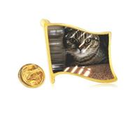 animal cat ray photograph Golden Metal Flag Lapel Pin Badge